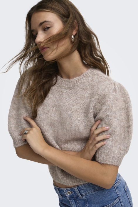 Only beige dames trui | Model vooraanzicht