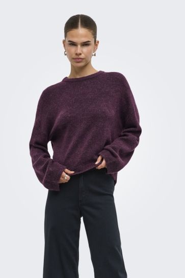 Only onlsimoni l/s o-neck pullover knt n Bordeaux