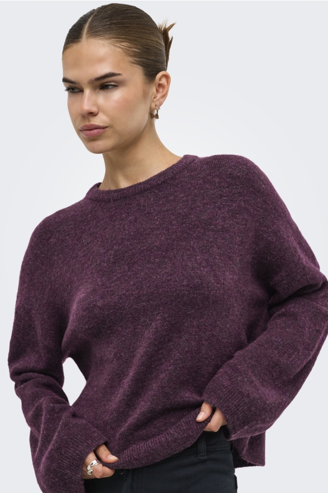 Only bordeaux dames trui | Model vooraanzicht