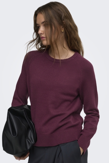 Only onlprincess ls o-neck raglan knt no Bordeaux