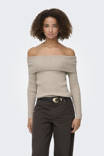 Only onlkatia ls off shoulder knt noos Beige
