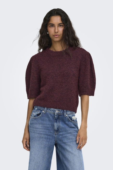 Only bordeaux dames trui | Model vooraanzicht