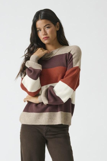 Only Trui ONLATIA L/S STRIPE PULLOV KNT NOOS 15220044 Beige/Mel/Deep M/Picante/Whitecap G