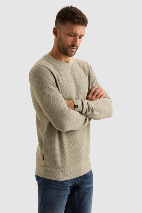 PME legend beige heren trui | Model zijaanzicht