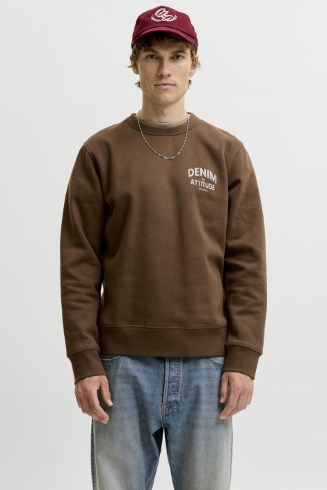 Jack & Jones bruine heren sweater | Model vooraanzicht