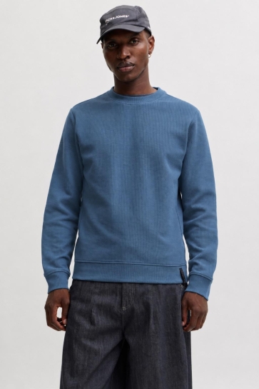 Jack & Jones Trui JCOFUSION WAFFLE BRAND SWEAT CREW N 12300438 Orion Blue