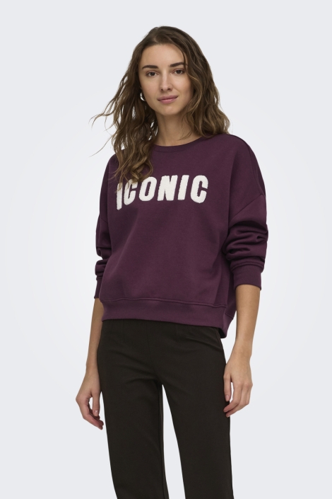 Only bordeaux dames sweater | Model vooraanzicht