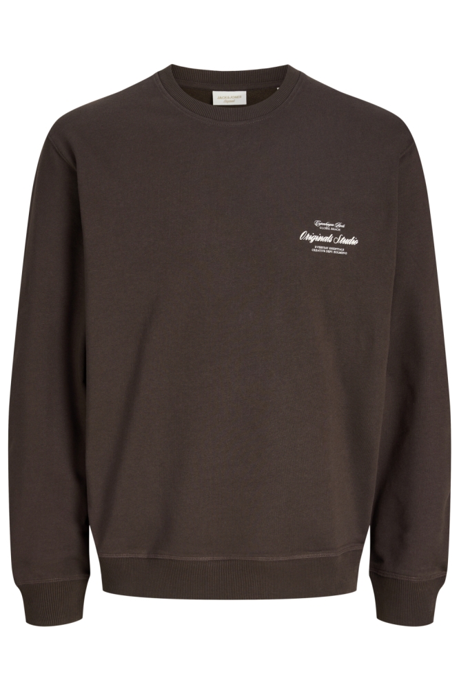 Jack & Jones bruine heren sweater | Vooraanzicht