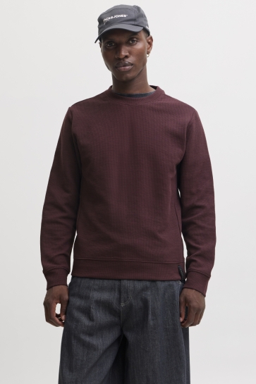 Jack & Jones Trui JCOFUSION WAFFLE BRAND SWEAT CREW N 12300438 Fudge