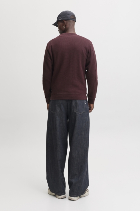 Jack & Jones bordeaux heren sweater | Model achteraanzicht
