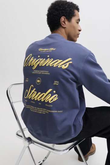 Jack & Jones Trui JORNORREBRO TYPO BACK SWEAT CREW NE 12309081 Crown Blue/AW 26