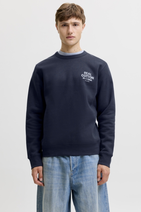 Jack & Jones blauwe heren sweater | Model vooraanzicht