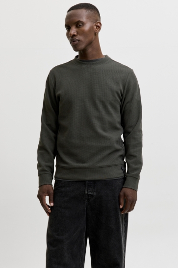 Jack & Jones Trui JCOFUSION WAFFLE BRAND SWEAT CREW N 12300438 Peat