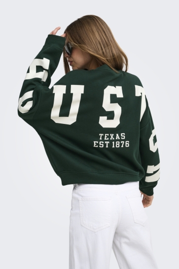 Only onlsweat l/s back/sleeve print swt Groen