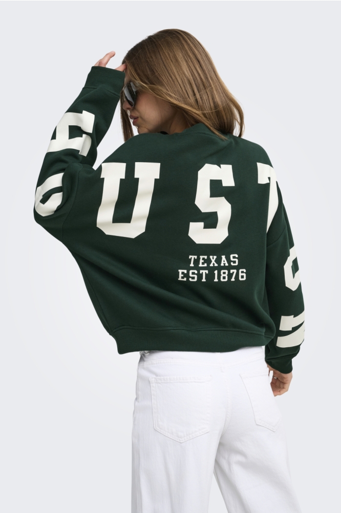 Only groene dames sweater | Model achteraanzicht