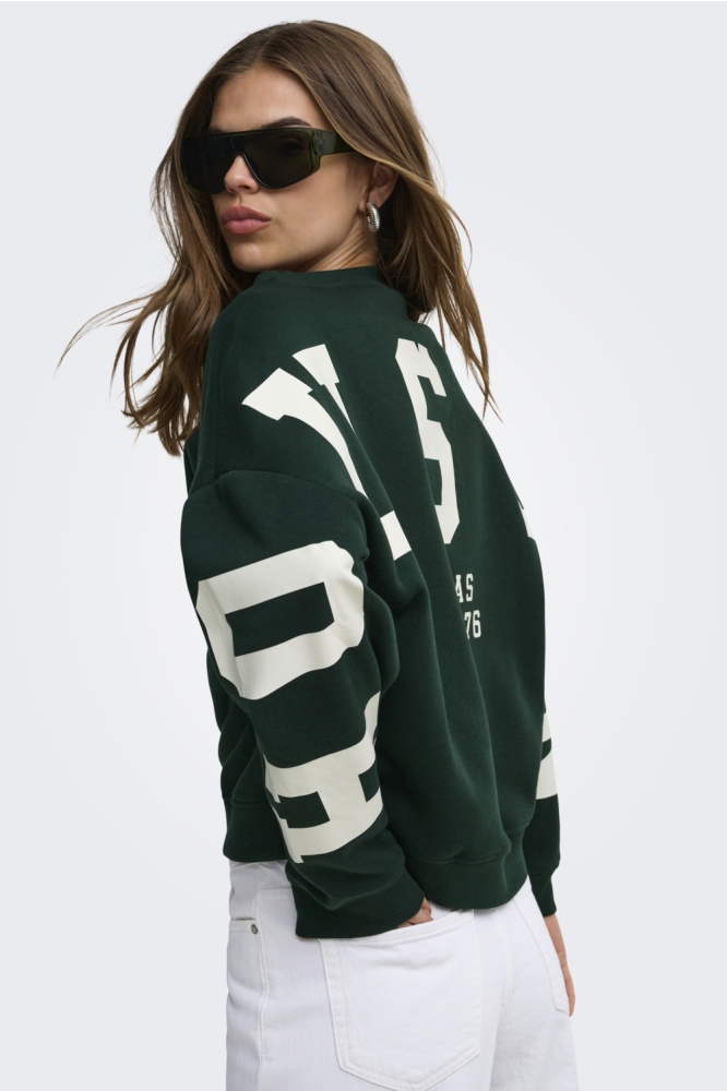 Only groene dames sweater | Model zijaanzicht