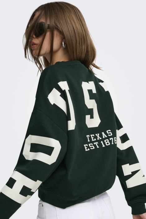 Only groene dames sweater | Model zijaanzicht