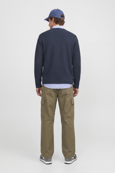 Jack & Jones blauwe heren trui | Model achteraanzicht