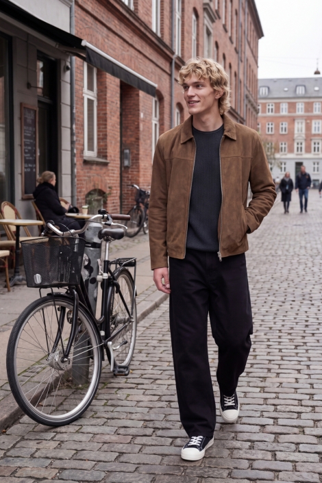 Jack & Jones groene heren trui | Sfeerbeeld, In situatie