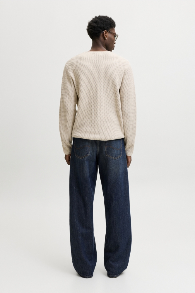 Jack & Jones beige heren trui | Model achteraanzicht