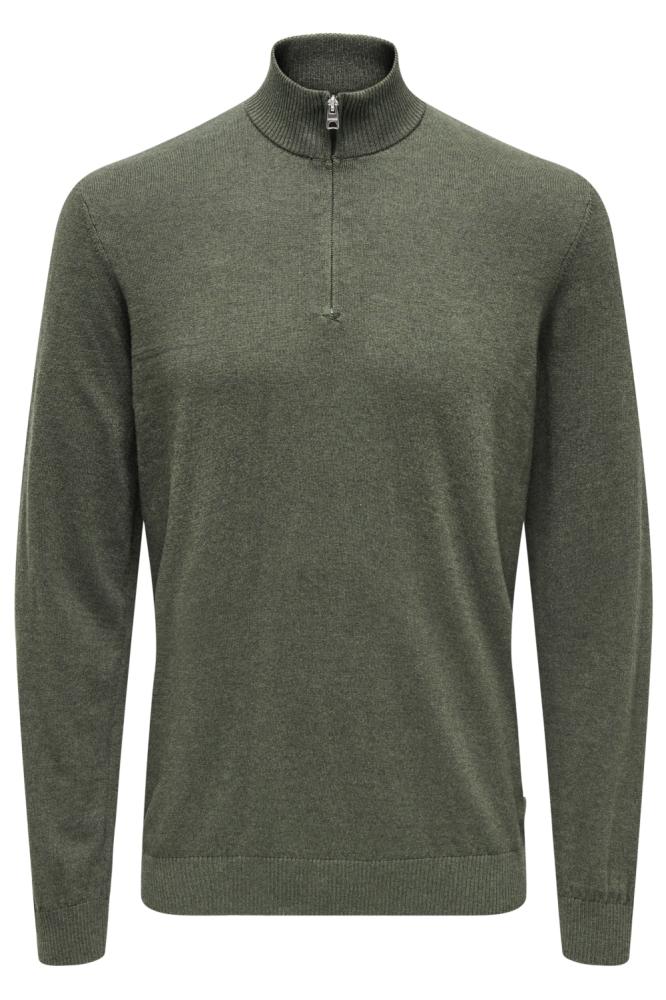 Only & Sons groene heren trui | Vooraanzicht