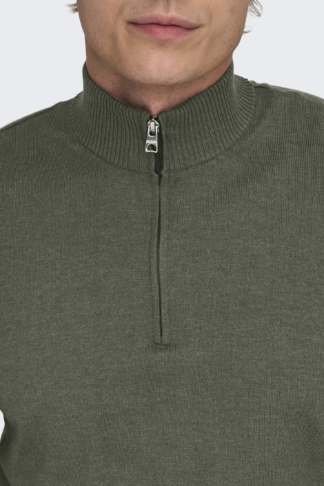 Only & Sons groene heren trui | Close up