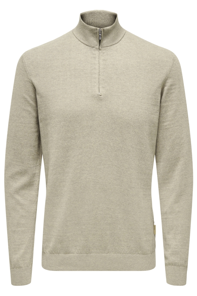 Only & Sons beige heren trui | Vooraanzicht