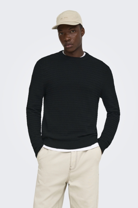 Only & Sons zwarte heren trui | Model vooraanzicht