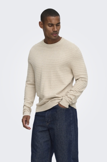 Only & Sons onsloui ls structure crew reg noos Beige