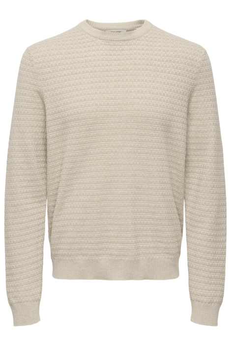 Only & Sons beige heren trui | Vooraanzicht