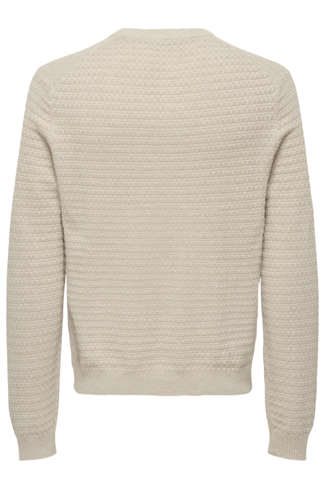 Only & Sons beige heren trui | Achteraanzicht