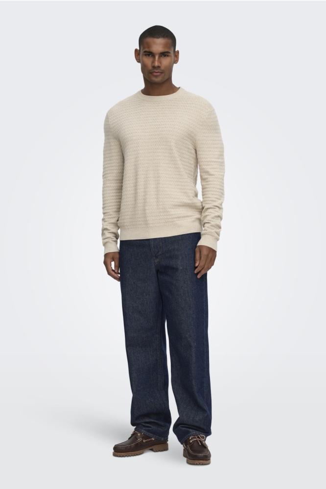 Only & Sons beige heren trui | Model