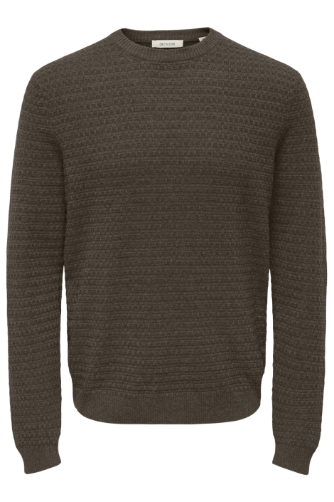 Only & Sons bruine heren trui | Vooraanzicht