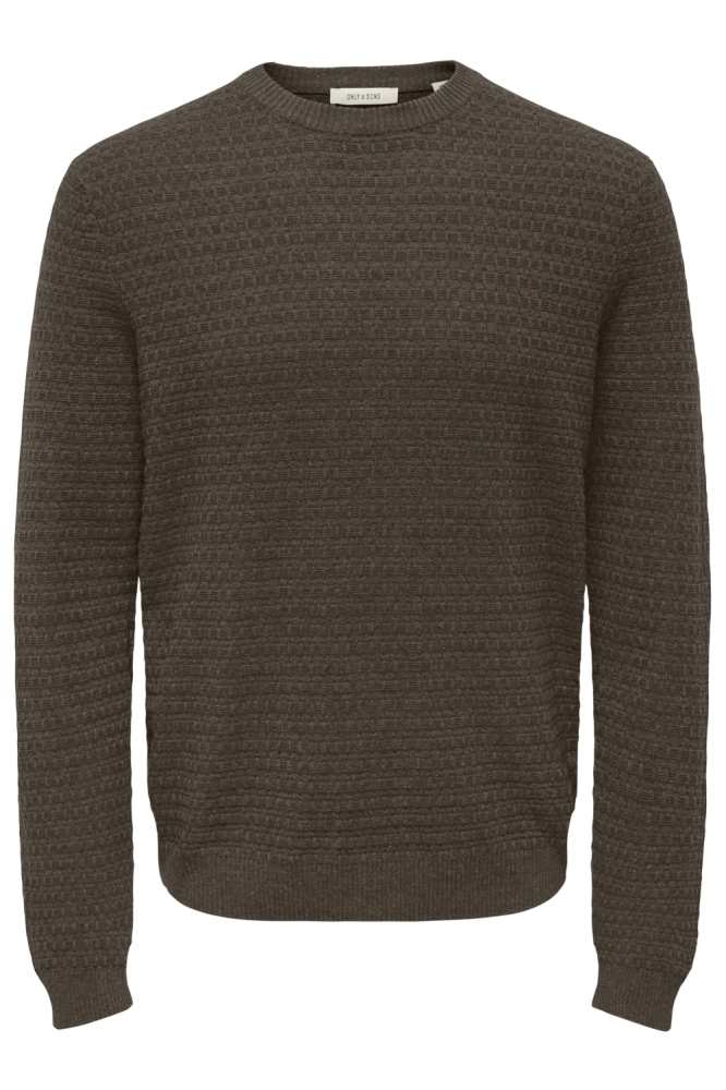 Only & Sons bruine heren trui | Vooraanzicht