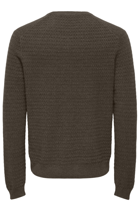 Only & Sons bruine heren trui | Achteraanzicht