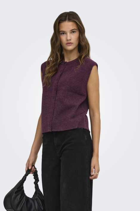 Only bordeaux dames gilet | Model vooraanzicht