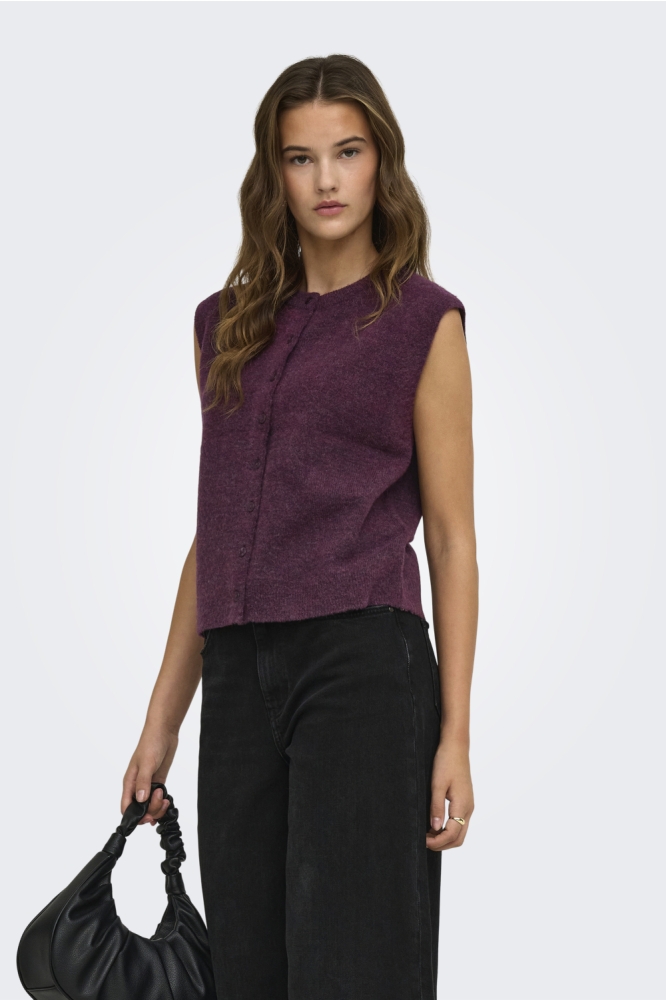 Only bordeaux dames gilet | Model vooraanzicht