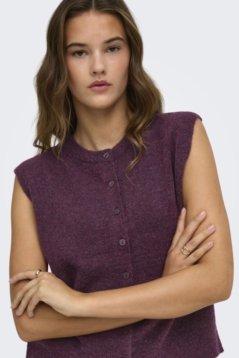 Only bordeaux dames gilet | Close up