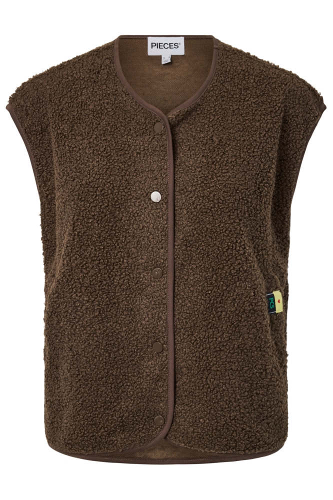 Pieces bruine dames gilet | Vooraanzicht