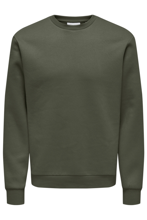 Only & Sons groene heren sweater | Vooraanzicht