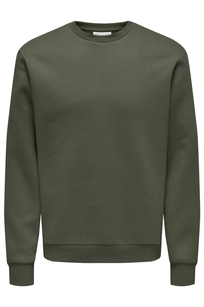 Only & Sons groene heren sweater | Vooraanzicht