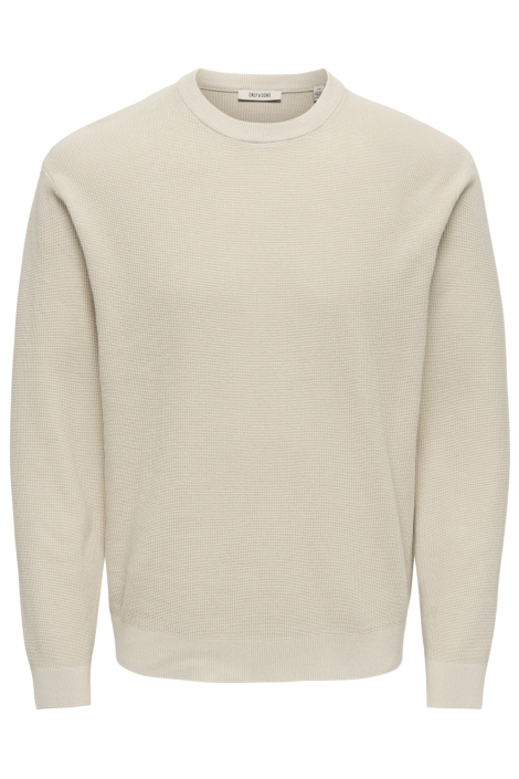 Only & Sons beige heren trui | Vooraanzicht