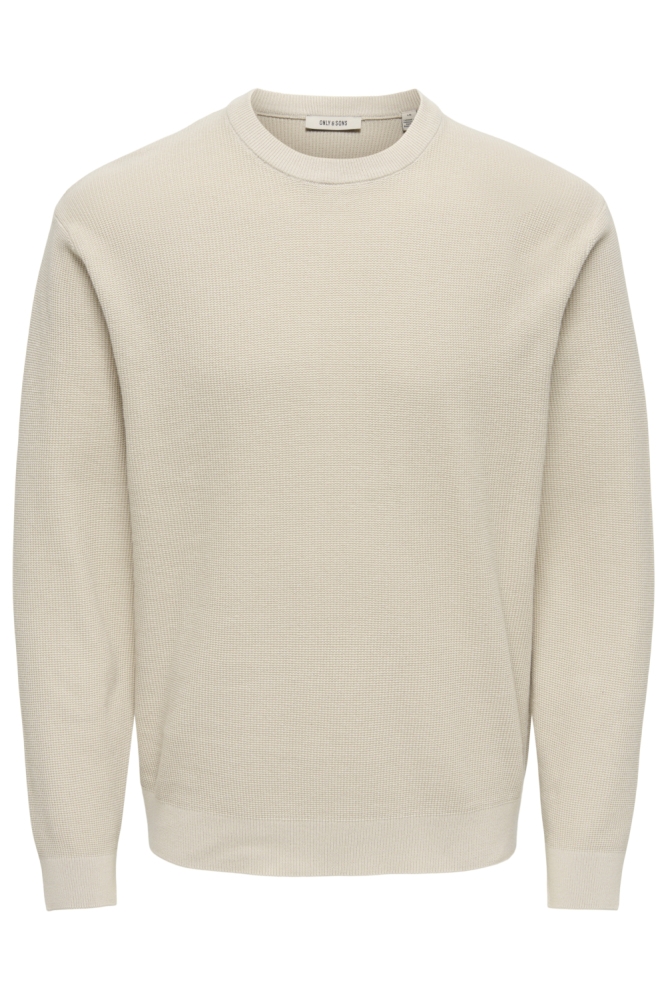 Only & Sons beige heren trui | Vooraanzicht