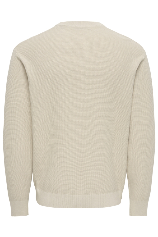 Only & Sons beige heren trui | Achteraanzicht
