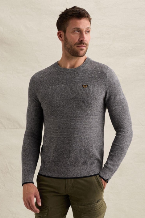PME legend blauwe heren trui | Model vooraanzicht