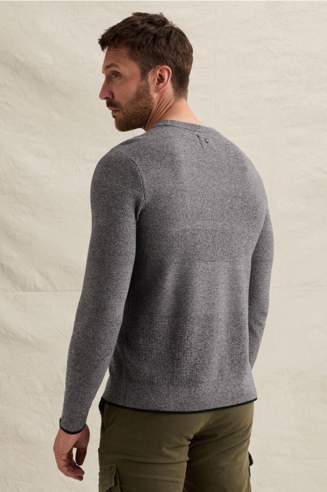 PME legend blauwe heren trui | Model achteraanzicht