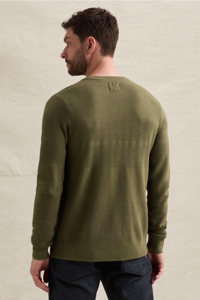 PME legend groene heren trui | Model achteraanzicht