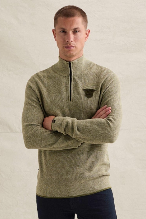 PME legend groene heren trui | Model vooraanzicht
