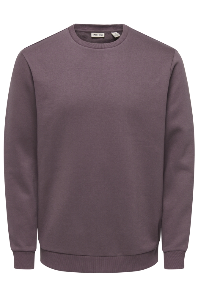 Only & Sons paarse heren sweater | Vooraanzicht