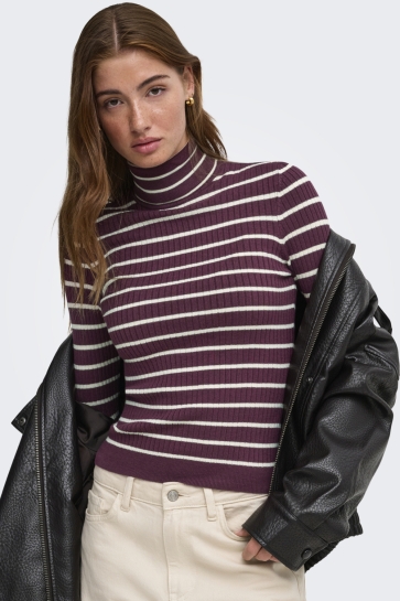 Only onlkarol l/s rollneck pullover knt Bordeaux